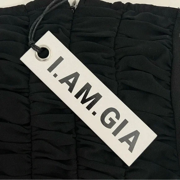 I.AM.GIA Ophelia Jumpsuit Ruched Mesh Strapless Stretch Black Sexy Chic Size S - Picture 9 of 14